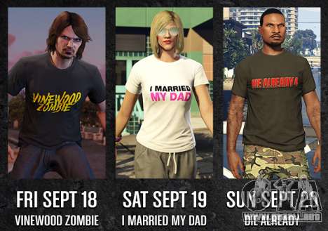 GTA Online Freemode Eventos de fin de Semana exclusivo de T-shirts
