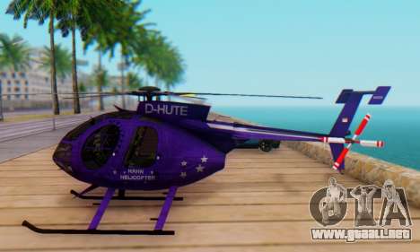 El MD500E helicóptero v1 para GTA San Andreas