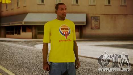 Burger Shot T-shirt Yellow para GTA San Andreas
