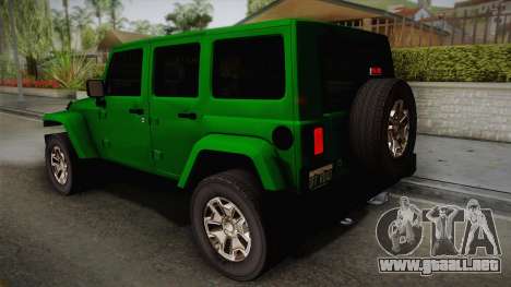 Jeep Wrangler Unlimited Rubicon 2013 para GTA San Andreas