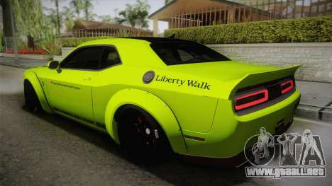 Dodge Challenger Hellcat Liberty Walk LB Perform para GTA San Andreas