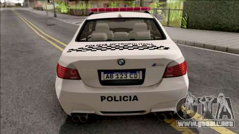 BMW M5 E60 Policia Metropolitana Argentina para GTA San Andreas