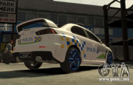 Mitsubishi Evo X De Malasia Coche De Policía para GTA 4