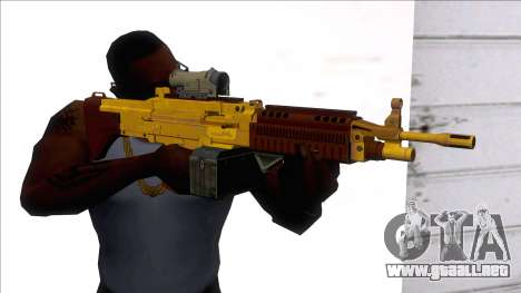 GTA V Combat MG Gold All Attachments Small Mag para GTA San Andreas