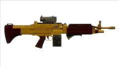 GTA V Combat MG Gold All Attachments Small Mag para GTA San Andreas