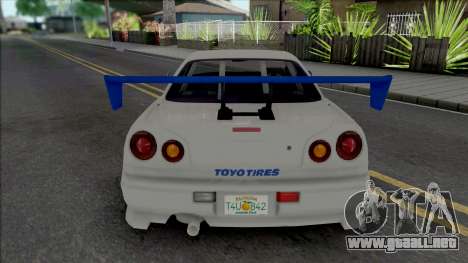 Nissan Skyline GT-R R34 C-West para GTA San Andreas